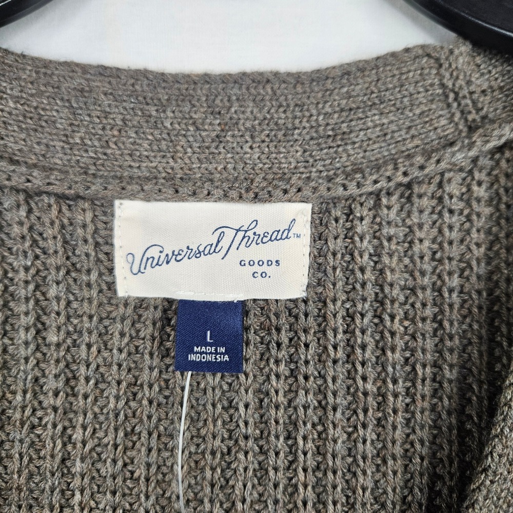 Universal Thread Womens Brown Cotton Shaker Stitch Button Front Sweater Vest L - Picture 3 of 4